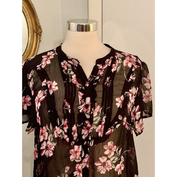 Torrid Black Floral Bubble Hem Chiffon Blouse Size 2 2XL - Picture 8 of 11
